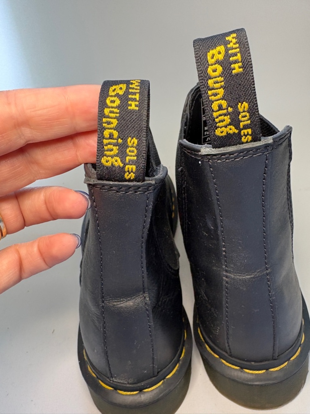Dr. Martens 2976 Chelsea Black Boots with Yellow Accents Size 8.5 - Picture 6 of 10